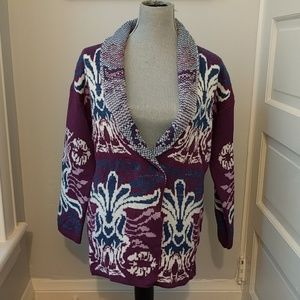 3/$30 Miami long cardigan grandpa sweater print cozy small